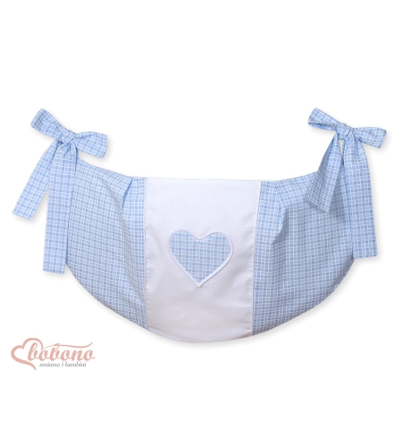 Pinnasänkyyn kiinnitettävä pussukka - Hanging Hearts Sininen Ruutukuvio
