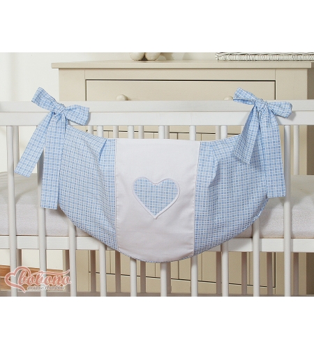 Pinnasänkyyn kiinnitettävä pussukka - Hanging Hearts Sininen Ruutukuvio