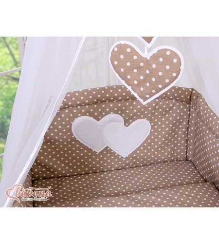 Katosverho pinnasänkyyn - Hanging Hearts  Valkoisilla Pilkuilla Sifonki