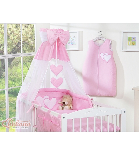 Katosverho pinnasänkyyn, tylli - Hanging Hearts  Vaaleanpunainen Sifonki