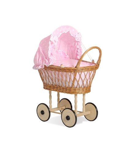 Punottu nuken vaunu Vaaleanpunainen