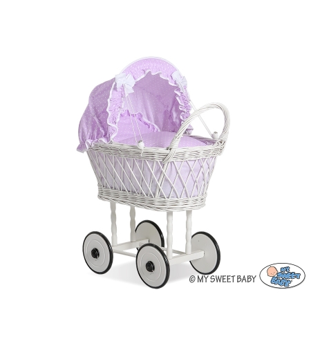 Punottu valkoinen nuken vaunu Violetti