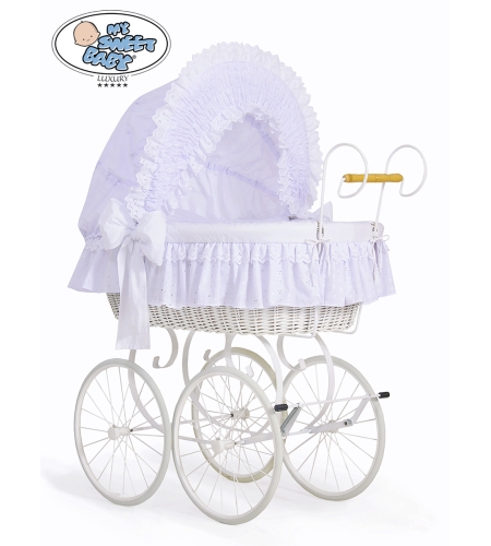 Retrotyylinen kehto pyörillä Valkoinen Charlotte