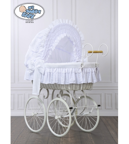 Retrotyylinen kehto pyörillä Valkoinen Charlotte