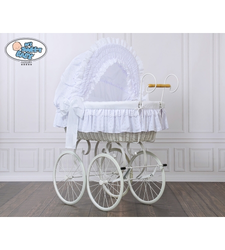 Retrotyylinen kehto pyörillä Valkoinen Charlotte