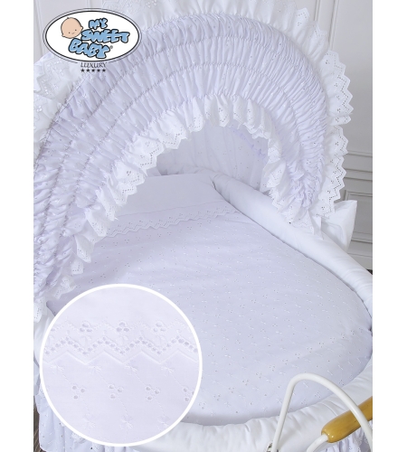 Retrotyylinen kehto pyörillä Valkoinen Charlotte