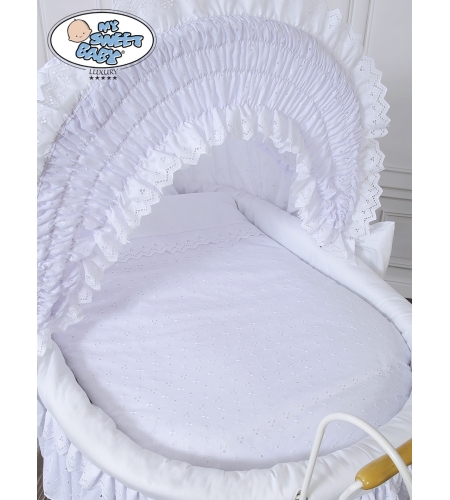 Retrotyylinen kehto pyörillä Valkoinen Charlotte