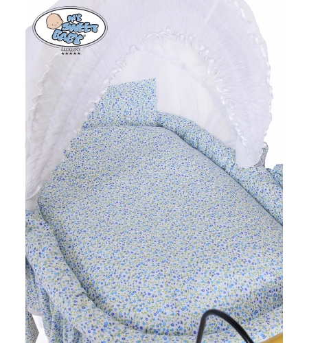 Retrotyylinen kehto pyörillä Valkoinen Sininen Jasmine