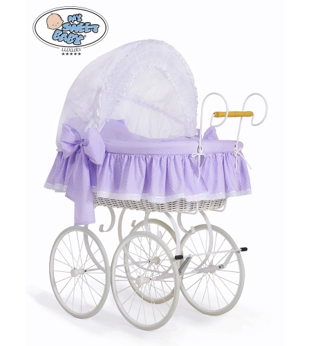 Retrotyylinen kehto pyörillä Violetti Valkoinen Christine