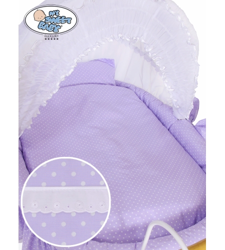 Retrotyylinen kehto pyörillä Violetti Valkoinen Christine