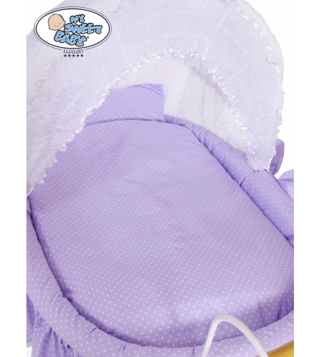 Retrotyylinen kehto pyörillä Violetti Valkoinen Christine