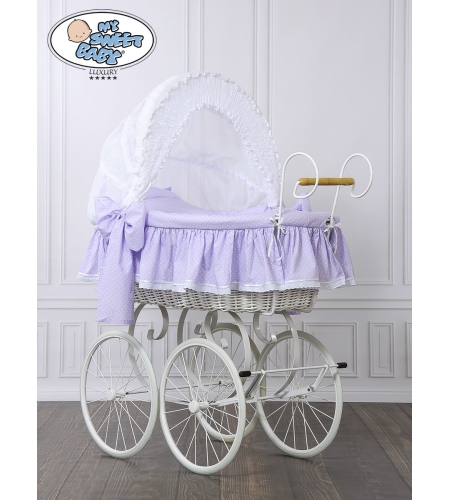 Retrotyylinen kehto pyörillä Violetti Valkoinen Christine