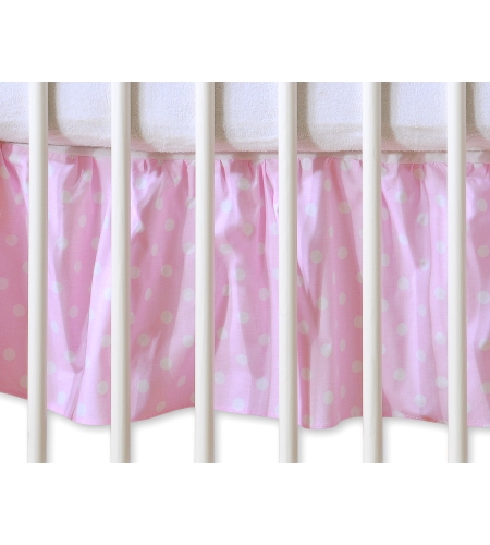 Röyhelöreuna pinnasänkyyn 120x60cm - Hanging Hearts Vaaleanpunainen Valkoisilla Pilkuilla