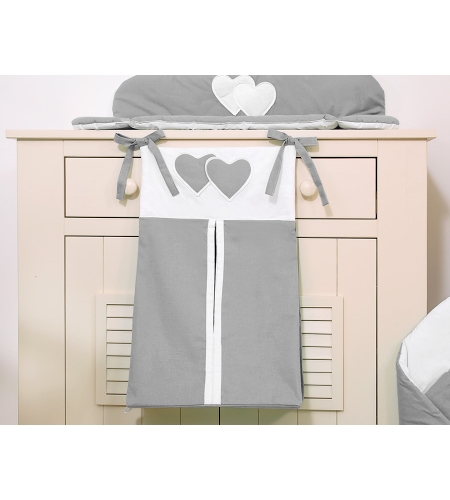 Säilytyspussi vaipoille - Hanging Hearts  Antrasiitti