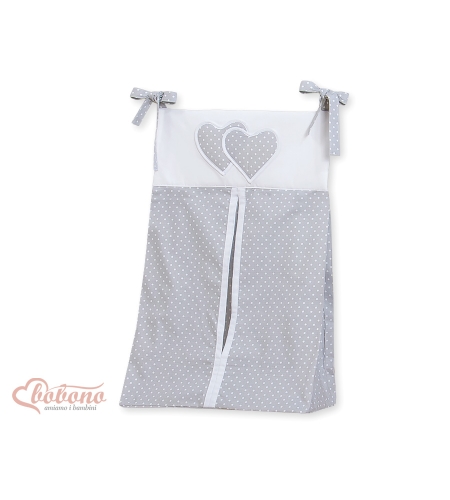 Säilytyspussi vaipoille - Hanging Hearts  Harmaa Valkoisilla Pilkuilla