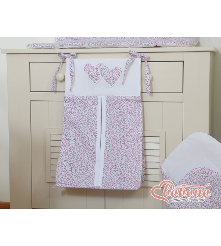 Säilytyspussi vaipoille - Hanging Hearts  Vaaleanpunainen Kukkaketo Kukat