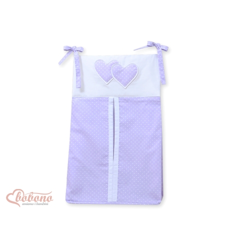 Säilytyspussi vaipoille - Hanging Hearts  Violetti Valkoisilla Pilkuilla