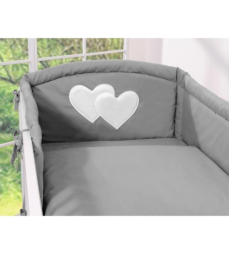 Universaali pinnasängyn reunapehmuste - Hanging Hearts  Antrasiitti