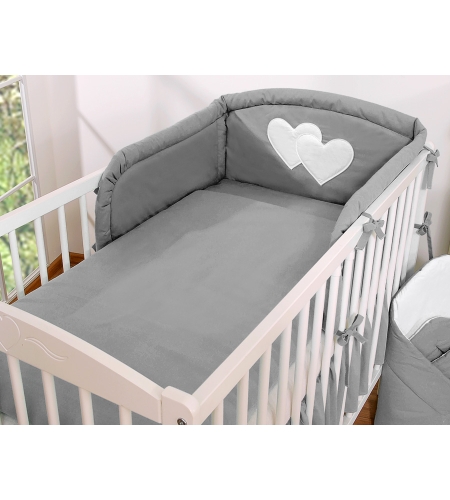 Universaali pinnasängyn reunapehmuste - Hanging Hearts  Antrasiitti