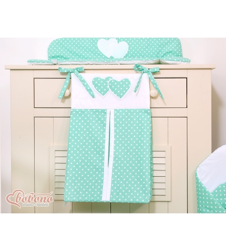 Vaippapussi - Hanging Hearts  Minttu Valkoisilla Pilkuilla