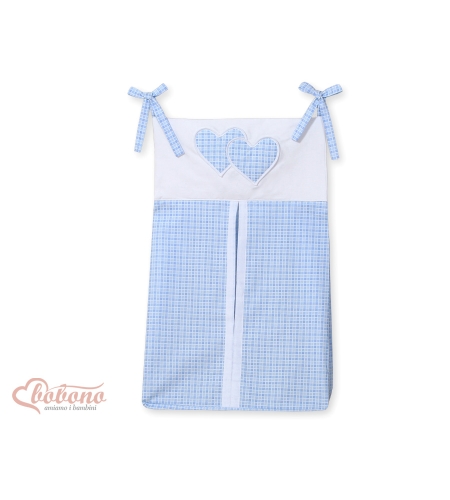Vaippapussi - Hanging Hearts  Sininen Ruutukuvio