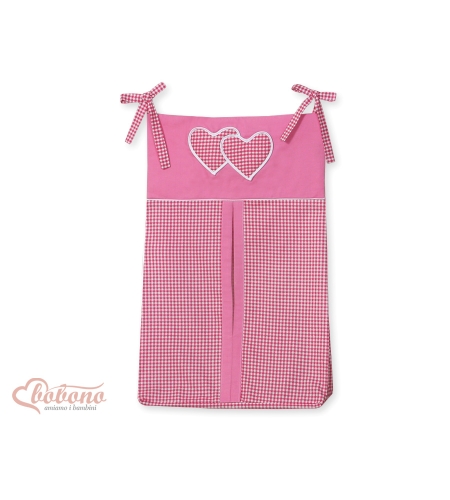 Vaippapussi - Hanging Hearts  Vaaleanpunainen Ruutukuvio