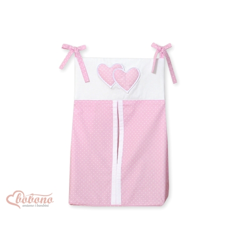 Vaippojen säilytyspussi - Hanging Hearts  Vaaleanpunainen Valkoisilla Pilkuilla