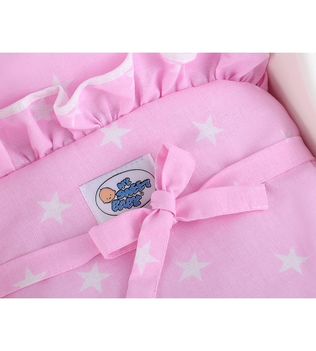 Valko-Tumma pinkki  Puinen nuken vaunu Valkoinen