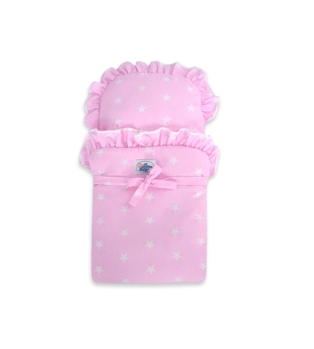 Valko-Tumma pinkki  Puinen nuken vaunu Valkoinen