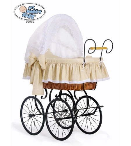 Vanhanajan vaunut kehdolla Valkoinen Beige Christine