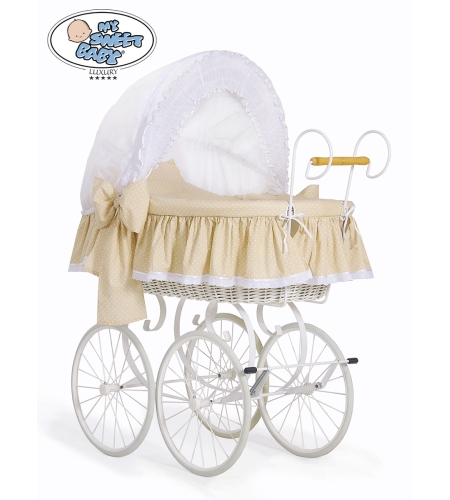 Vanhanajan vaunut kehdolla Valkoinen Beige Christine