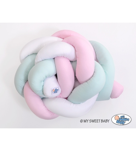 Vauvan sängyn reunapehmuste - Knot 180cm Minttu Vaaleanpunainen Valkoinen
