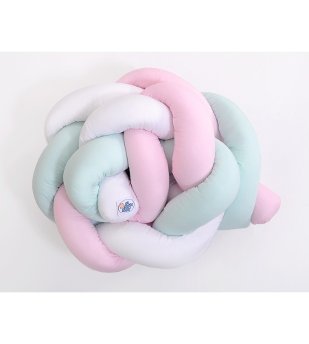 Vauvan sängyn reunapehmuste - Knot 180cm Minttu Vaaleanpunainen Valkoinen