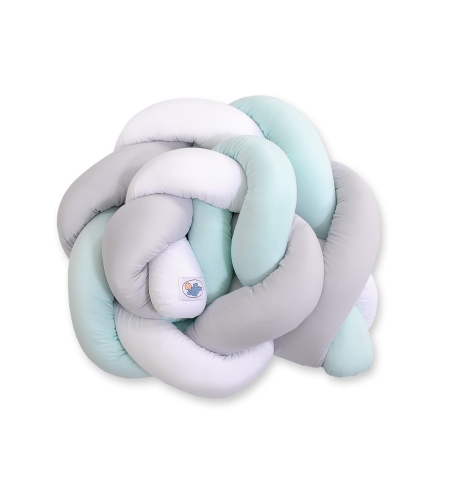 Vauvan sängyn reunapehmuste - Knot 180cm Minttu Valkoinen Harmaa