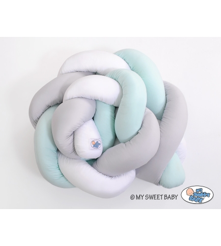 Vauvan sängyn reunapehmuste - Knot 180cm Minttu Valkoinen Harmaa
