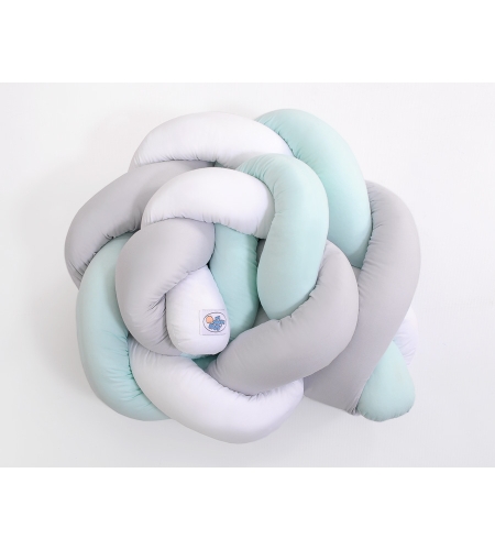 Vauvan sängyn reunapehmuste - Knot 180cm Minttu Valkoinen Harmaa