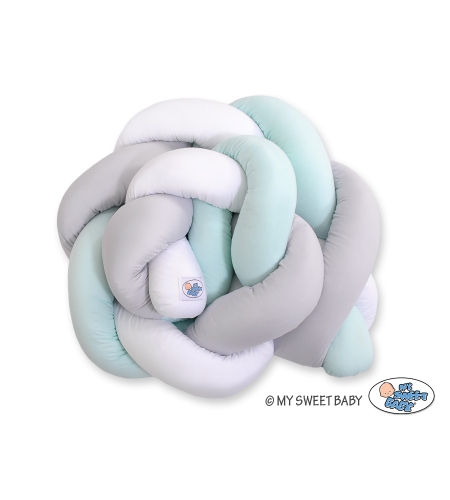Vauvan sängyn reunapehmuste - Knot 180cm Minttu Valkoinen Harmaa