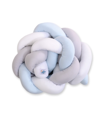 Vauvan sängyn reunapehmuste - Knot 180cm Sininen Valkoinen Harmaa