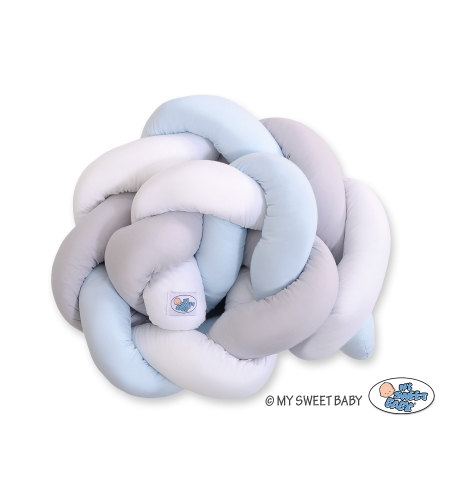 Vauvan sängyn reunapehmuste - Knot 180cm Sininen Valkoinen Harmaa