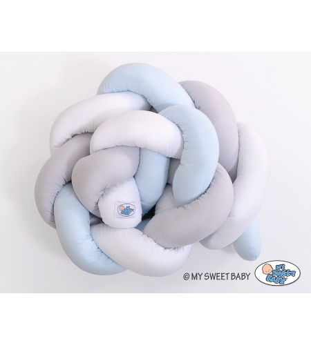 Vauvan sängyn reunapehmuste - Knot 180cm Sininen Valkoinen Harmaa