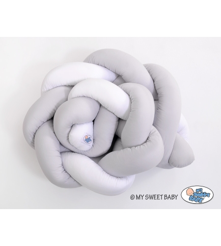 Vauvan sängyn reunapehmuste - Knot 180cm Valkoinen Harmaa