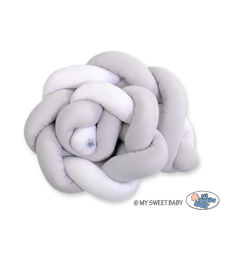 Vauvan sängyn reunapehmuste - Knot 180cm Valkoinen Harmaa