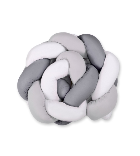 Vauvan sängyn reunapehmuste - Knot 180cm Valkoinen Harmaa Antrasiitti