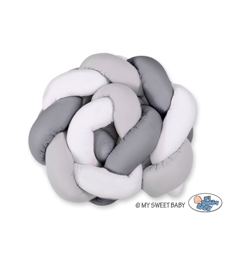 Vauvan sängyn reunapehmuste - Knot 180cm Valkoinen Harmaa Antrasiitti