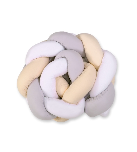 Vauvan sängyn reunapehmuste - Knot 180cm Valkoinen Harmaa Beige