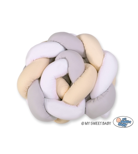 Vauvan sängyn reunapehmuste - Knot 180cm Valkoinen Harmaa Beige