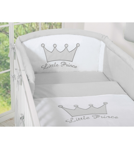 Vauvan sängyn reunapehmuste  - Little Prince/Princess Harmaa