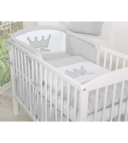 Vauvan sängyn reunapehmuste  - Little Prince/Princess Harmaa