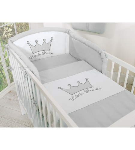 Vauvan sängyn reunapehmuste  - Little Prince/Princess Harmaa
