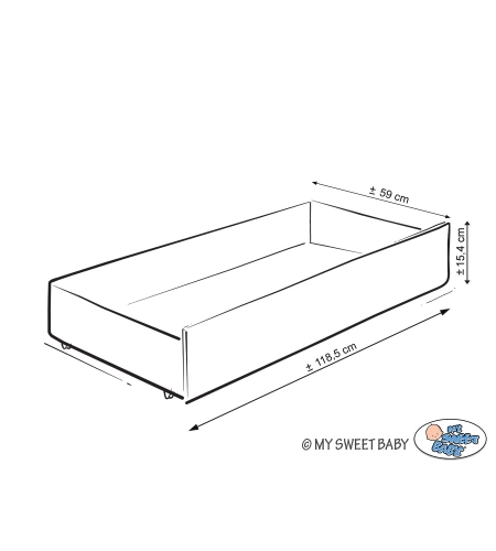 Vauvan sänky 120x60cm Lorenzo + Vetolaatikko vauvan sänkyyn STANDARD